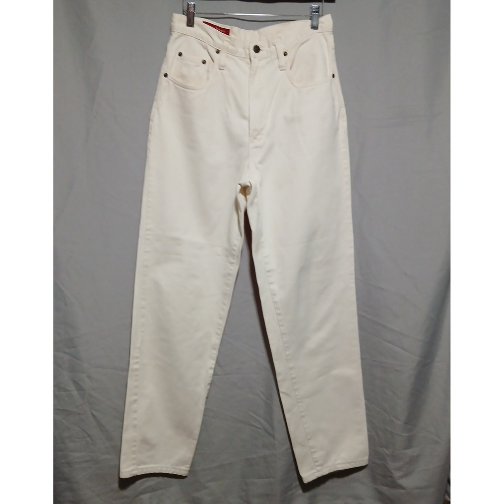Banana‎ Republic Vintage High Waisted Jeans Off White Cream Straight Leg Size 8